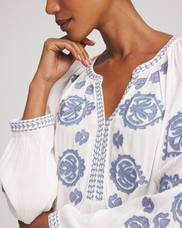 Embroidered Splitneck Shirt - image 4